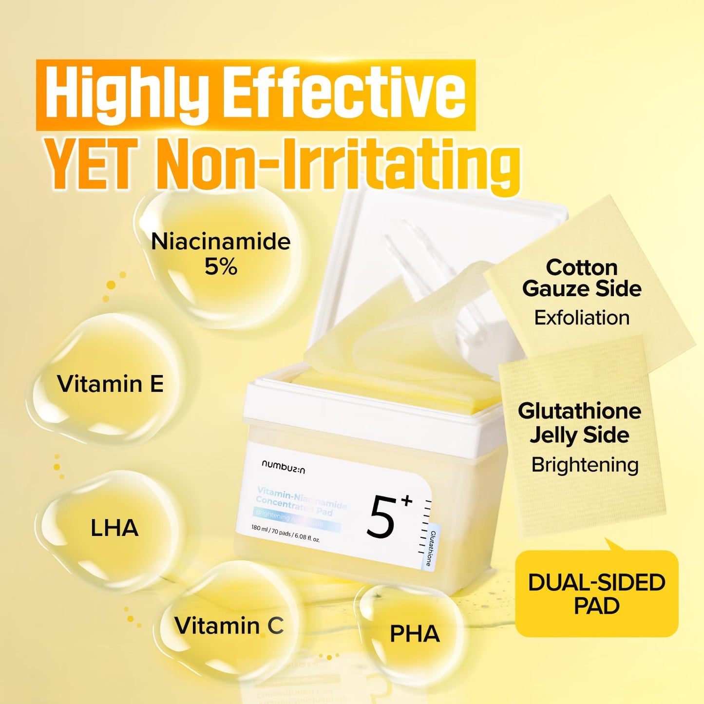 numbuzin- No.5 Vitamin-Niacinamide Disques de coton- 70 Pads