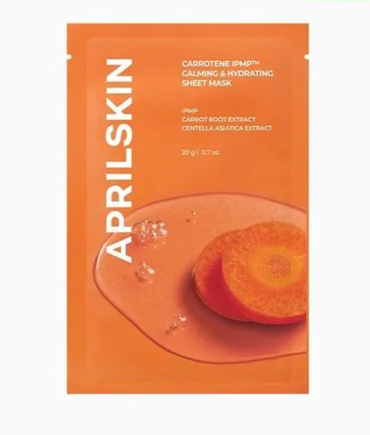 APRILSKIN, Masque en tissu, Apaisant, Hydratant, Carrotene, IPMP, Soin réparateur, Peau nourrie, Peau sensible, Hydratation intense, Soin du visage, Masque facial, Peau rafraîchie, Soin apaisant, Masque hydratant, Peau douce