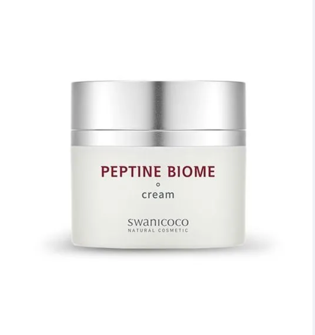 SWANICOCO, Peptine Biome, Crème hydratante, Peptides, Peau nourrie, Soin anti-âge, Crème réparatrice, Peau lisse, Hydratation, Équilibre de la peau, Soins régénérants, Soin de la peau, Routine de soins, Peau éclatante, Crème apaisante, Peau douce