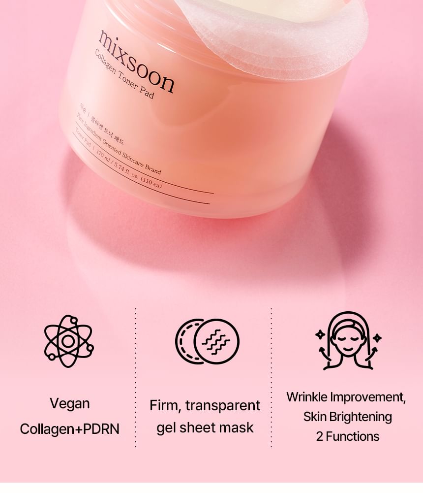 Mixsoon Collagen Toner Pads: Hydrating Anti-Aging Exfoliating Facial Treatment