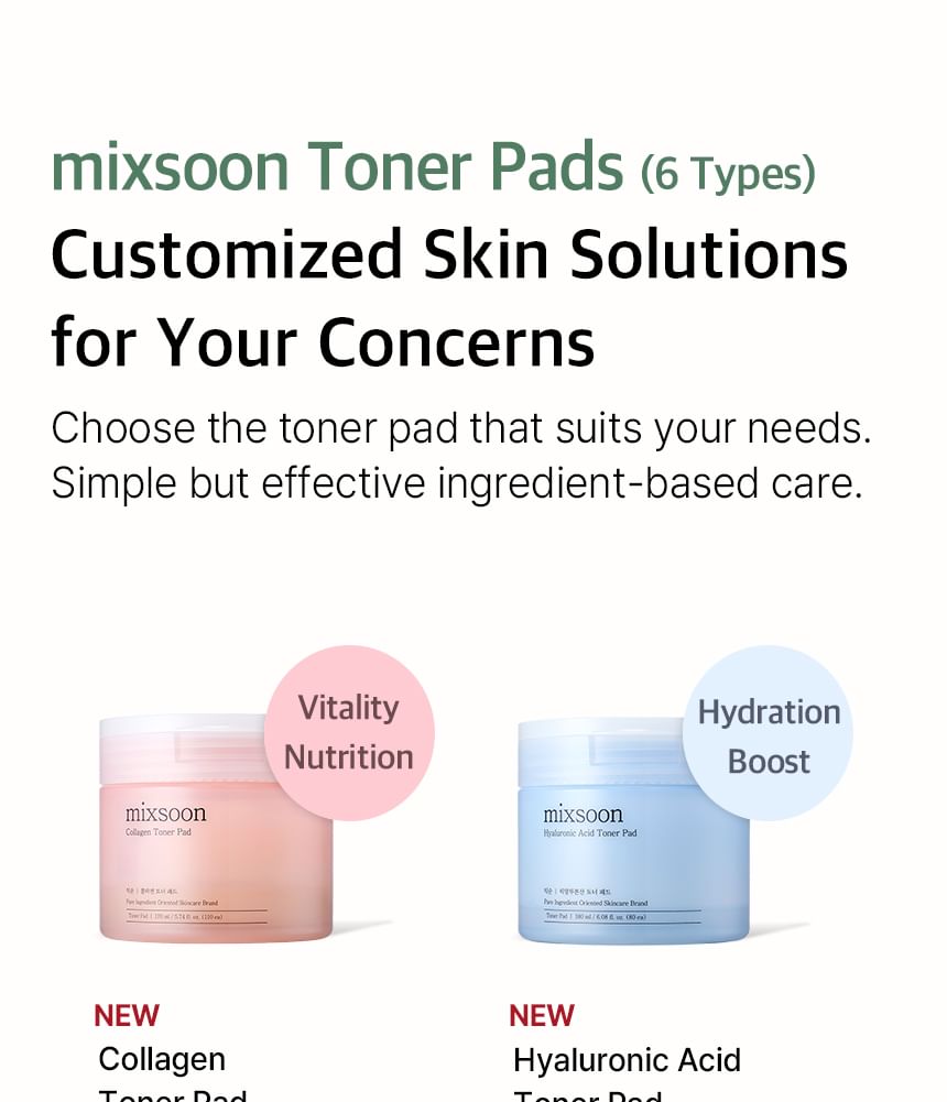 Mixsoon Collagen Toner Pads: Hydrating Anti-Aging Exfoliating Facial Treatment