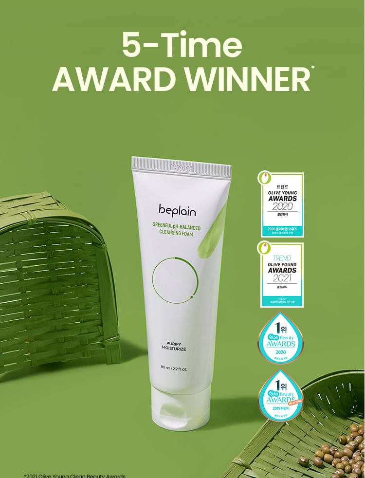 Beplain Mung Bean pH-Balanced Cleansing Foam: Gentle Daily Face Wash