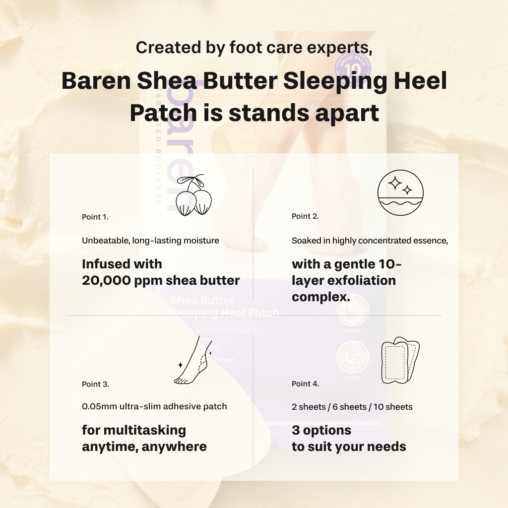 Shea Butter Sleeping Heel Patch, 10pcs