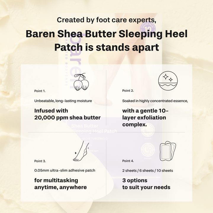 Shea Butter Sleeping Heel Patch, 10pcs