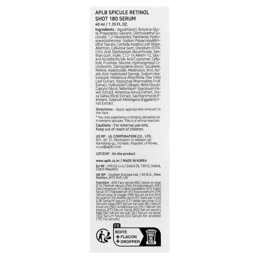 APLB, Spicule Retinol Shot 180 Serum , 1.35 fl oz (40 ml)