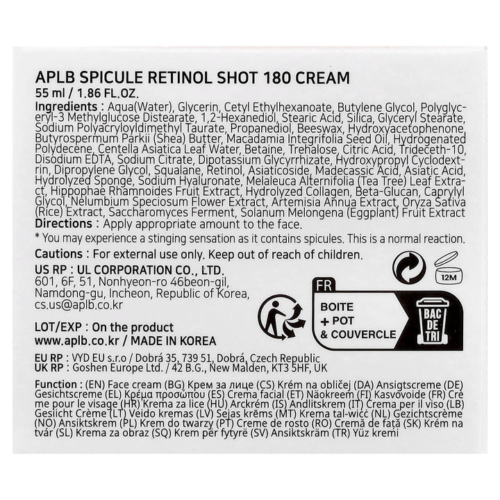 APLB, Spicule Retinol Shot 180 Cream , 1.86 fl oz (55 ml)