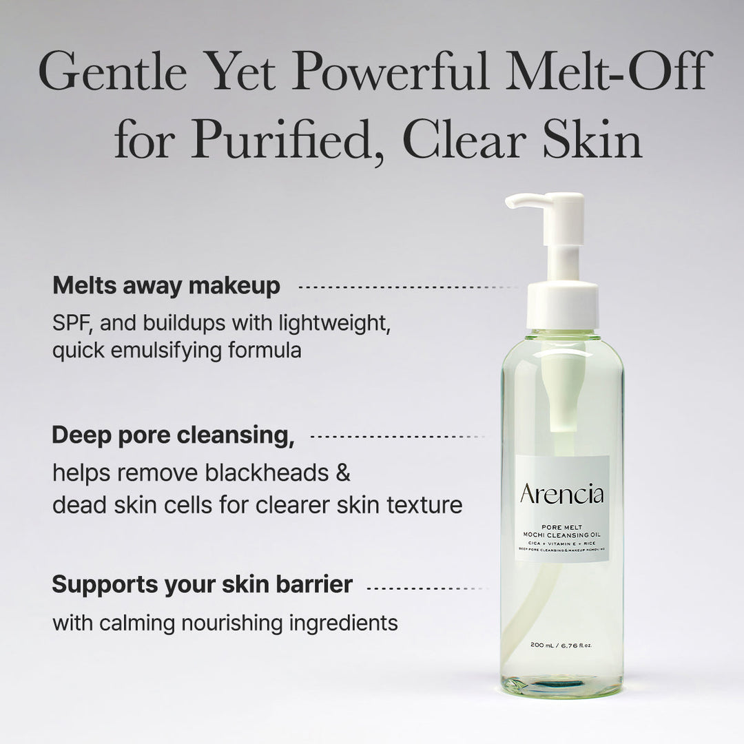 Pore Melt Mochi  Makeup-Removing Cleansing Oil, Non-Comedogenic, Acne-Safe, Rice Amino Acids HD, Vitamin E, Cica, & Ceramide, 6.76 fl oz