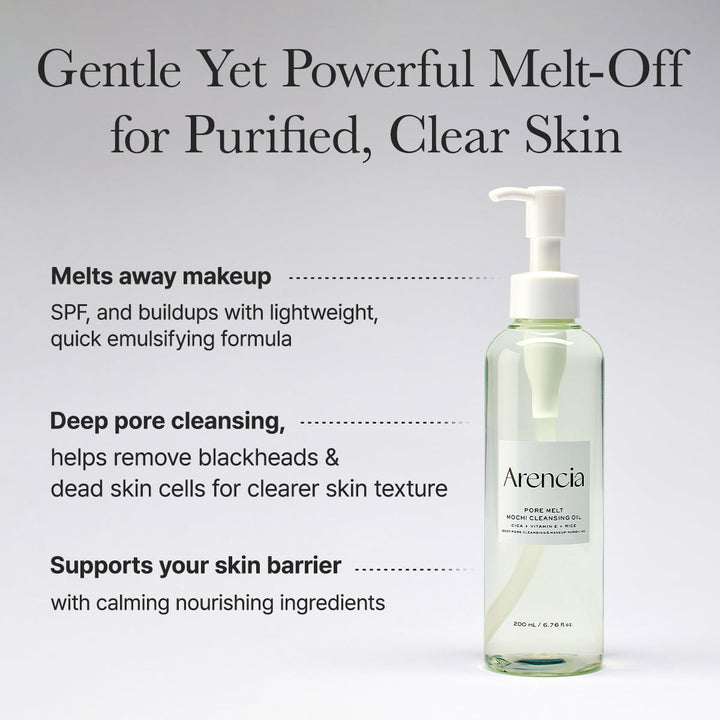 Pore Melt Mochi  Makeup-Removing Cleansing Oil, Non-Comedogenic, Acne-Safe, Rice Amino Acids HD, Vitamin E, Cica, & Ceramide, 6.76 fl oz