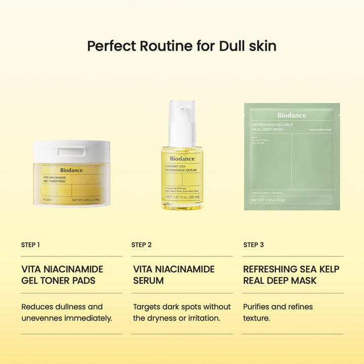 BIODANCE Radiant Vita Niacinamide Serum, for Even Tone Dark Spot Care with Vitamin C, Hydrating for Sensitive Skin, Filter Glow Serum, Korean Skincare, Stocking Stuffers | 1.01 floz x 1 ea