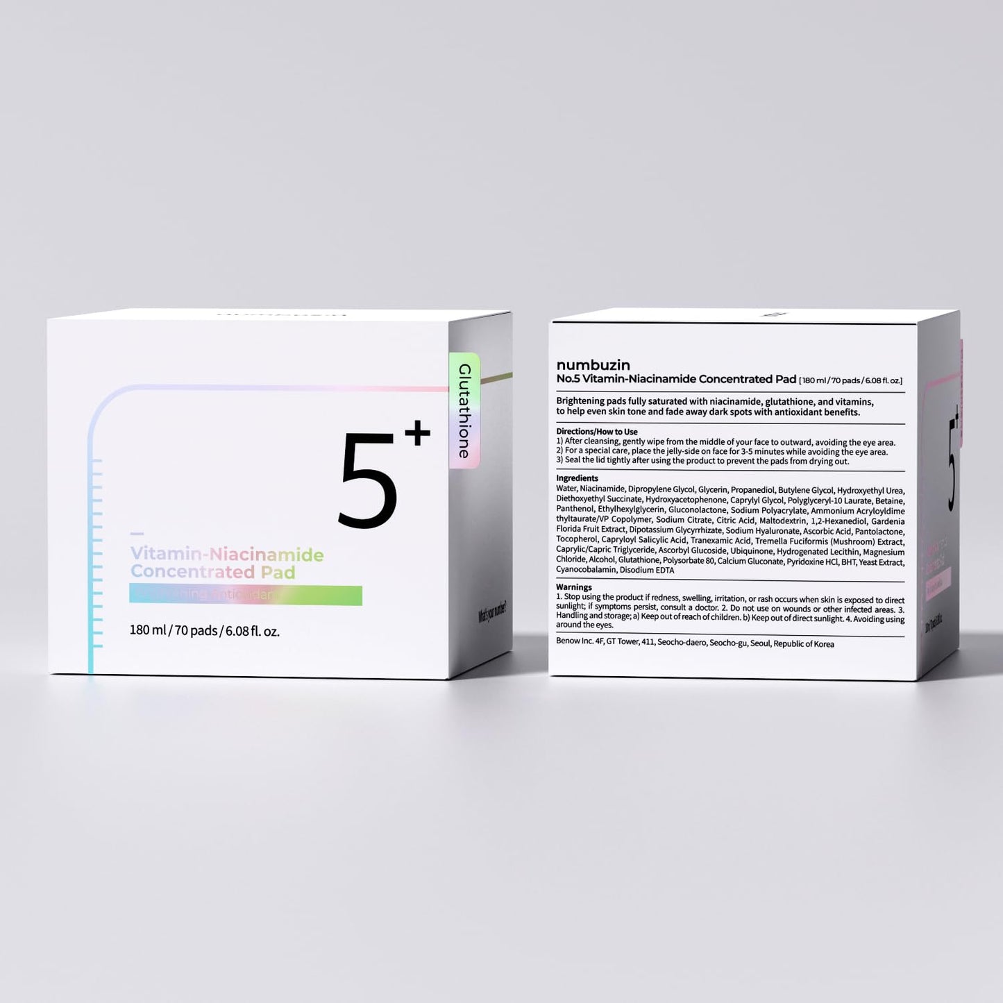 numbuzin- No.5 Vitamin-Niacinamide Disques de coton- 70 Pads