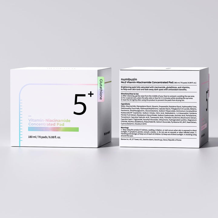 numbuzin- No.5 Vitamin-Niacinamide Disques de coton- 70 Pads