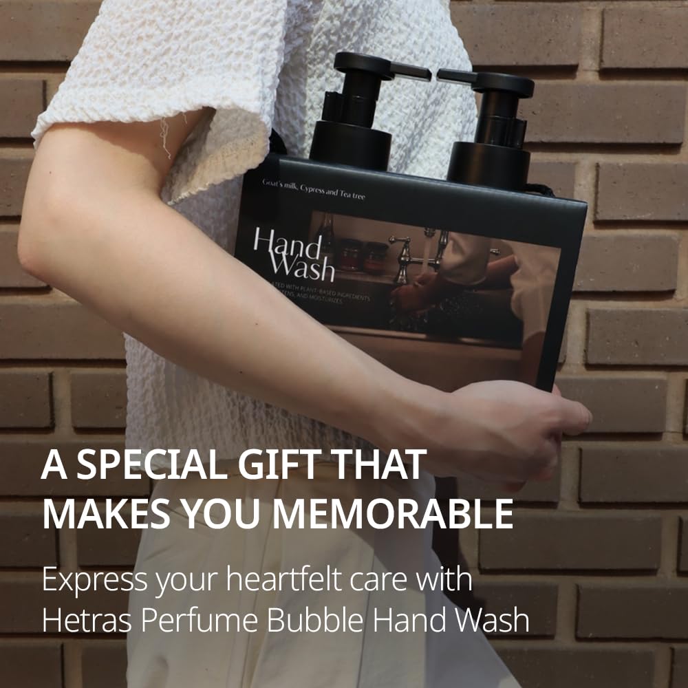 hetras. Perfume Bubble Hand Wash with Pump Dispenser 17.4 fl oz x 2 Pack | London Musk - Cozy & Warm Musk Scent | Hydrates & Cleanses Skin | Gentle & Mild Ingredients