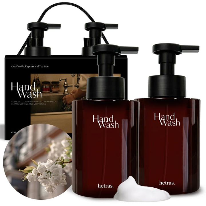 hetras. Perfume Bubble Hand Wash with Pump Dispenser 17.4 fl oz x 2 Pack | London Musk - Cozy & Warm Musk Scent | Hydrates & Cleanses Skin | Gentle & Mild Ingredients