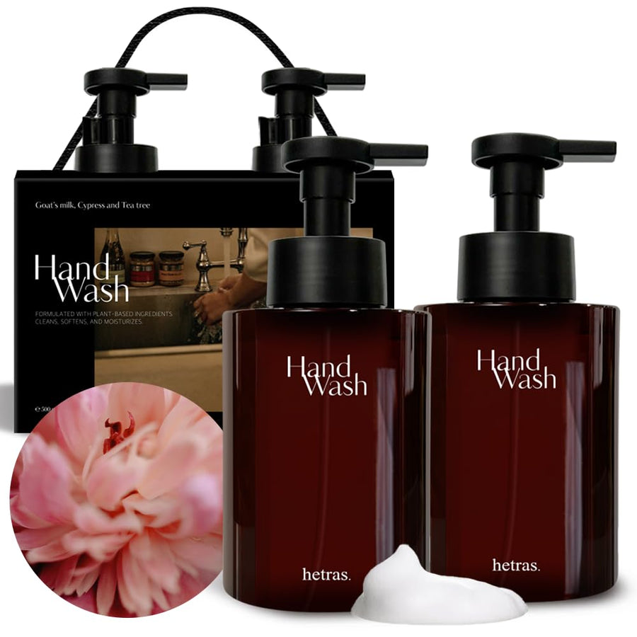 Hetras. Perfume Bubble Hand Wash With Pump Dispenser 17.4 Fl Oz X 2 Pack Bombshell - Floral & Fruity Scent Hydrates & Cleanses Skin Gentle & Mild Ingredients