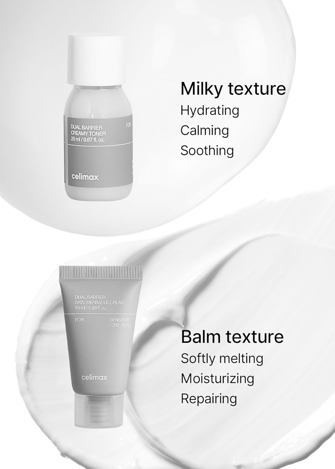 celimax Dual Barrier Trial Kit Travel Size, Gift Set | with Creamy Toner & Skin Wearable Cream, Travel Size, Mini-sized Gift Set, Ceramides, Peptide