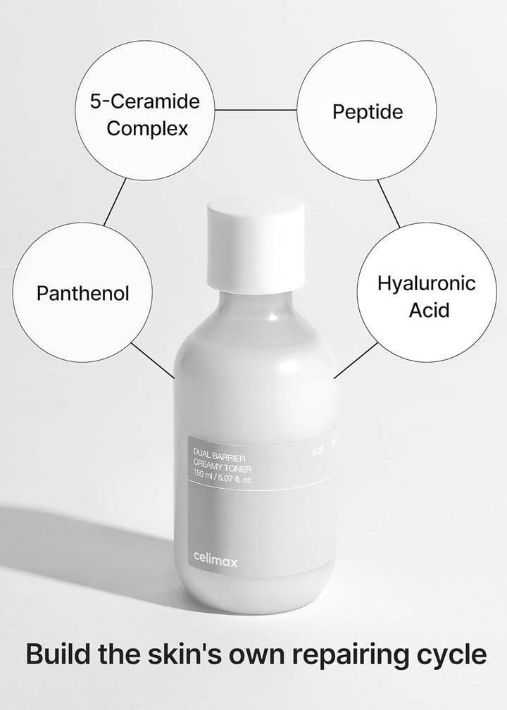 celimax Dual Barrier Trial Kit Travel Size, Gift Set | with Creamy Toner & Skin Wearable Cream, Travel Size, Mini-sized Gift Set, Ceramides, Peptide