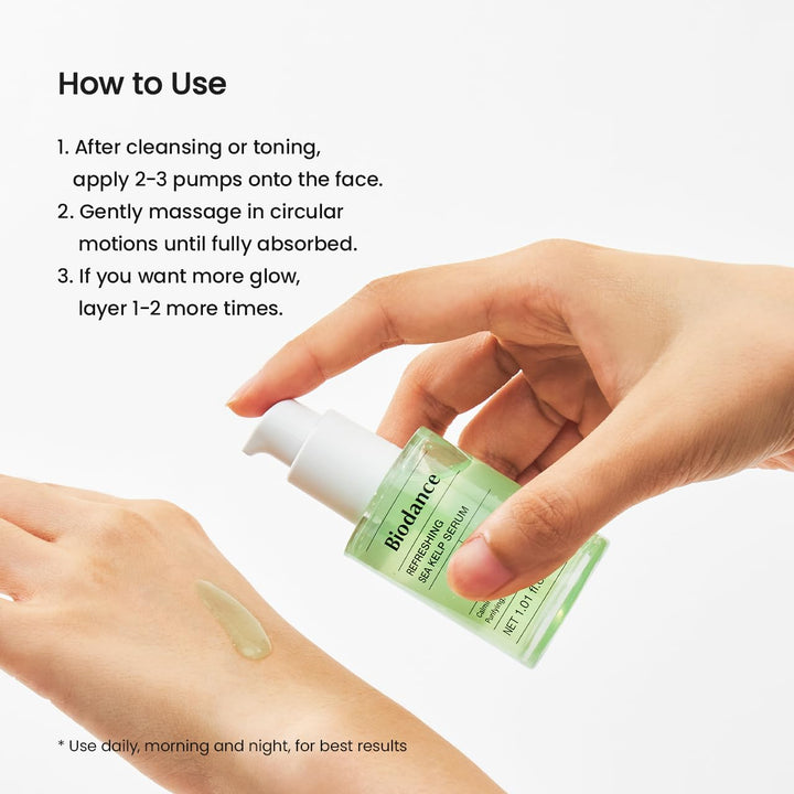 BIODANCE Refreshing Sea Kelp Serum, Oil & Sebum Control, Calming Serum for Oily & Combination Skin, Korean Skincare, Stocking Stuffers for Teen Girls | 1.01 fl.oz x 1 ea