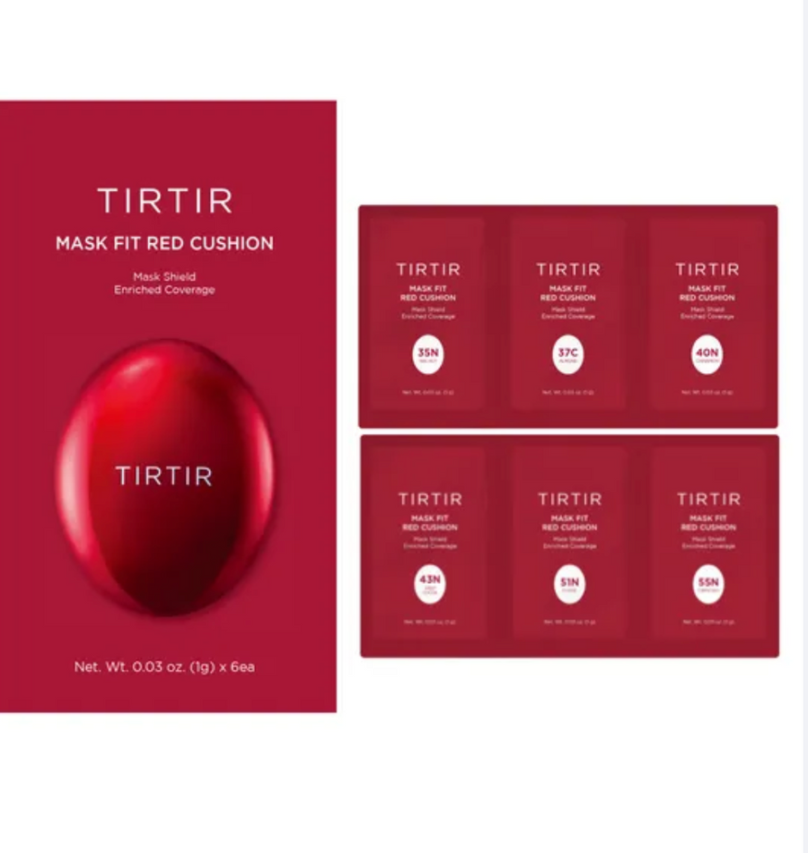 TIRTIR, Kit d'essai, Coussin fond de teint, 5 couleurs, Maquillage, Fond de teint, Teint parfait, Soin du teint, Couvrance légère, Peau lisse, Maquillage naturel, Teint uniforme, Produits de maquillage, Soin et maquillage, Kit pratique, Fond de teint modulable