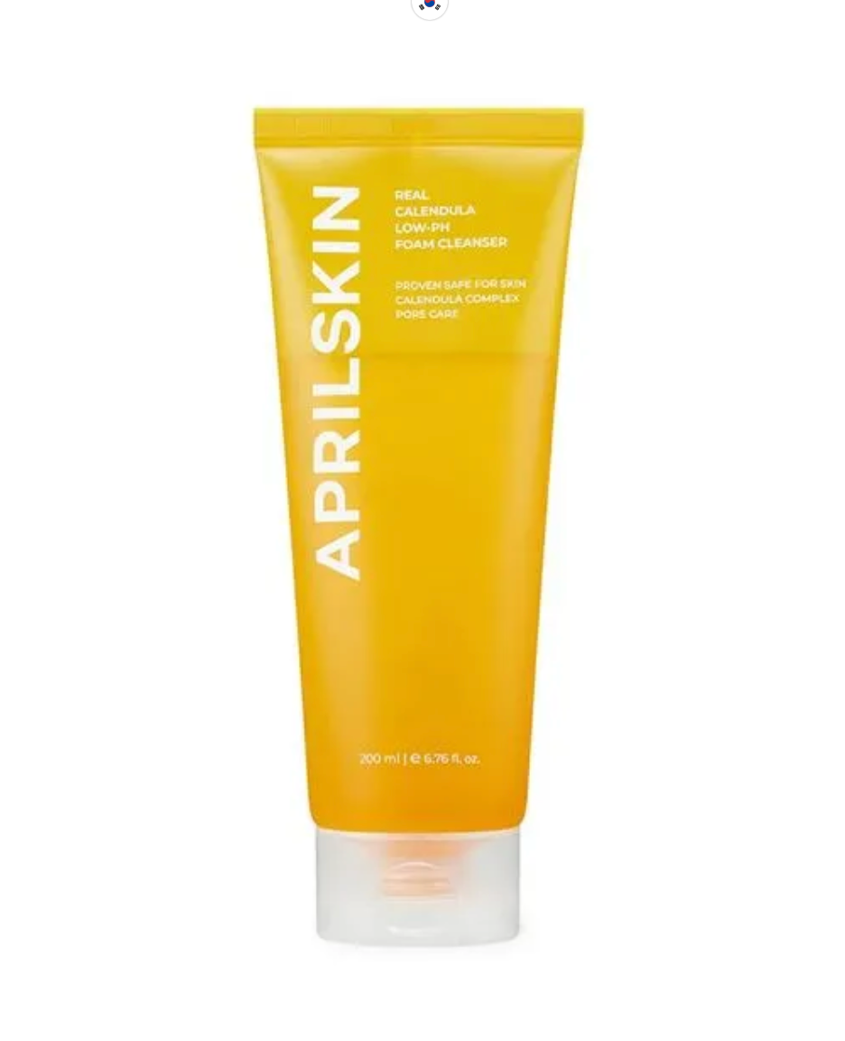 APRILSKIN, Nettoyant moussant, Faible pH, Calendula, Soin apaisant, Peau sensible, Nettoyage doux, Peau nourrie, Hydratation, Soin purifiant, Soin du visage, Nettoyant doux, Peau rafraîchie, Exfoliation légère, Soin quotidien, Peau éclatante