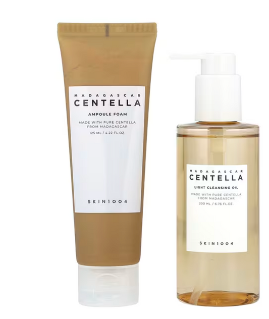 SKIN1004 - DUO DOUBLE NETTOYANT CENTELLA DE MADAGASCAR (huile nettoyante + mousse nettoyante centella)