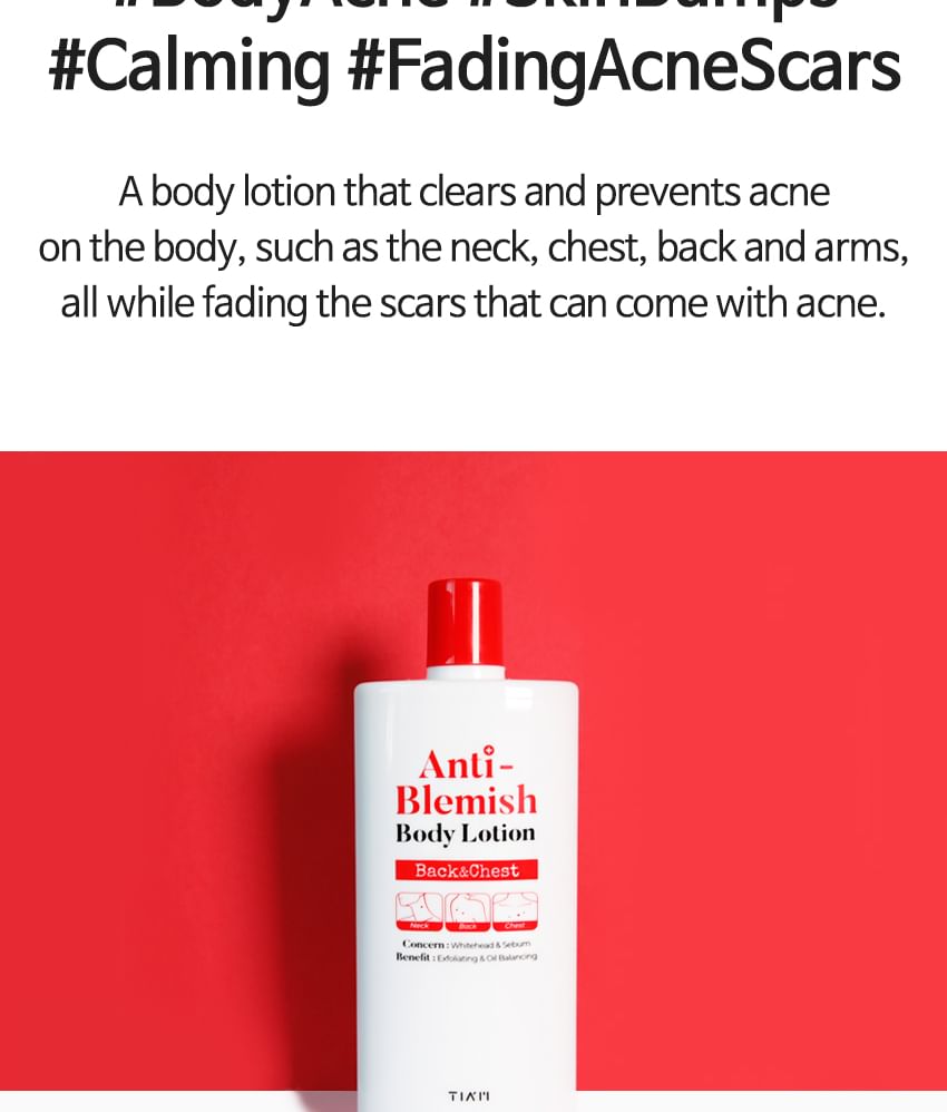 TIA'M Anti-Blemish Body Lotion: Back & Chest Renewal Formula for Clear Skin