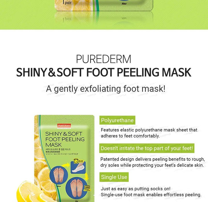 Purederm Advanced Exfoliating Foot Peeling Mask for Silky Soft Feet, 1 Pair