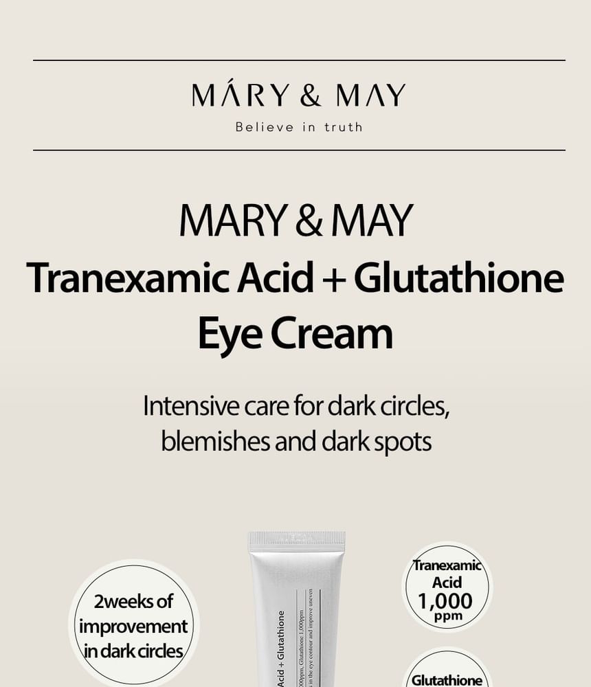 Mary&May K-Beauty Tranexamic Acid Glutathione Eye Cream Bulk Box 40-Pack