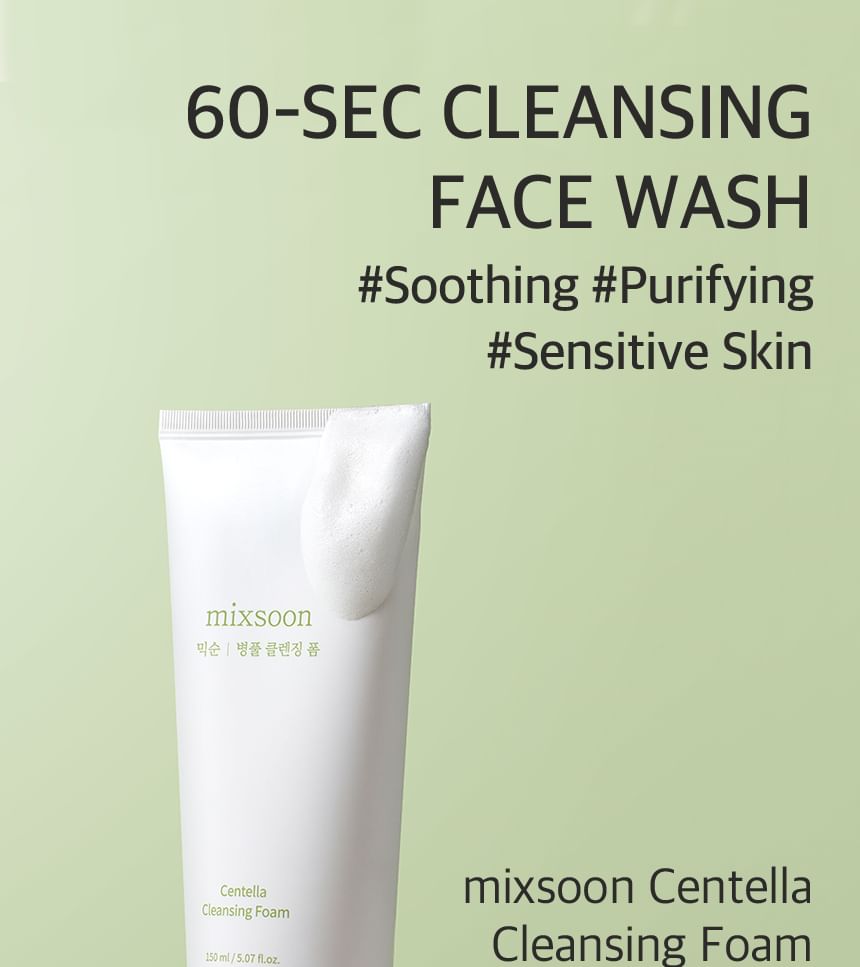Mixsoon Centella Calming Foam Cleanser for Sensitive Skin (5.07 fl oz)