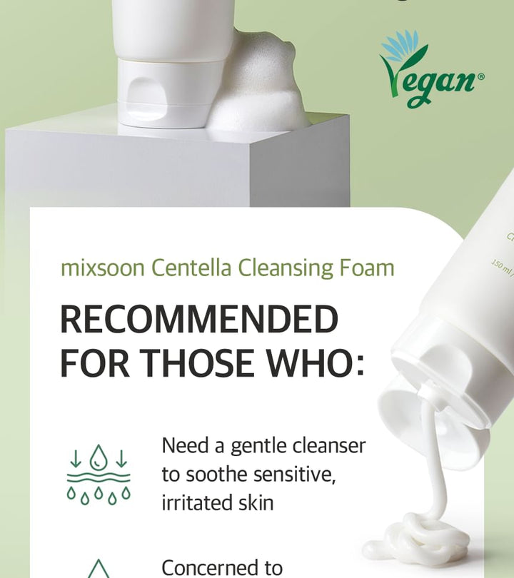 Mixsoon Centella Calming Foam Cleanser for Sensitive Skin (5.07 fl oz)