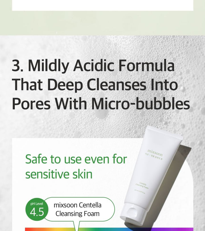 Mixsoon Centella Calming Foam Cleanser for Sensitive Skin (5.07 fl oz)