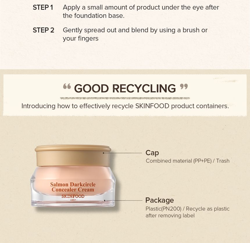 SKINFOOD Salmon Dark Circle Concealer Cream K-Beauty Eye Brightener