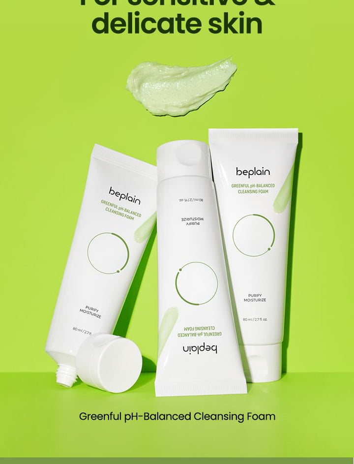 Beplain Mung Bean pH-Balanced Cleansing Foam: Gentle Daily Face Wash