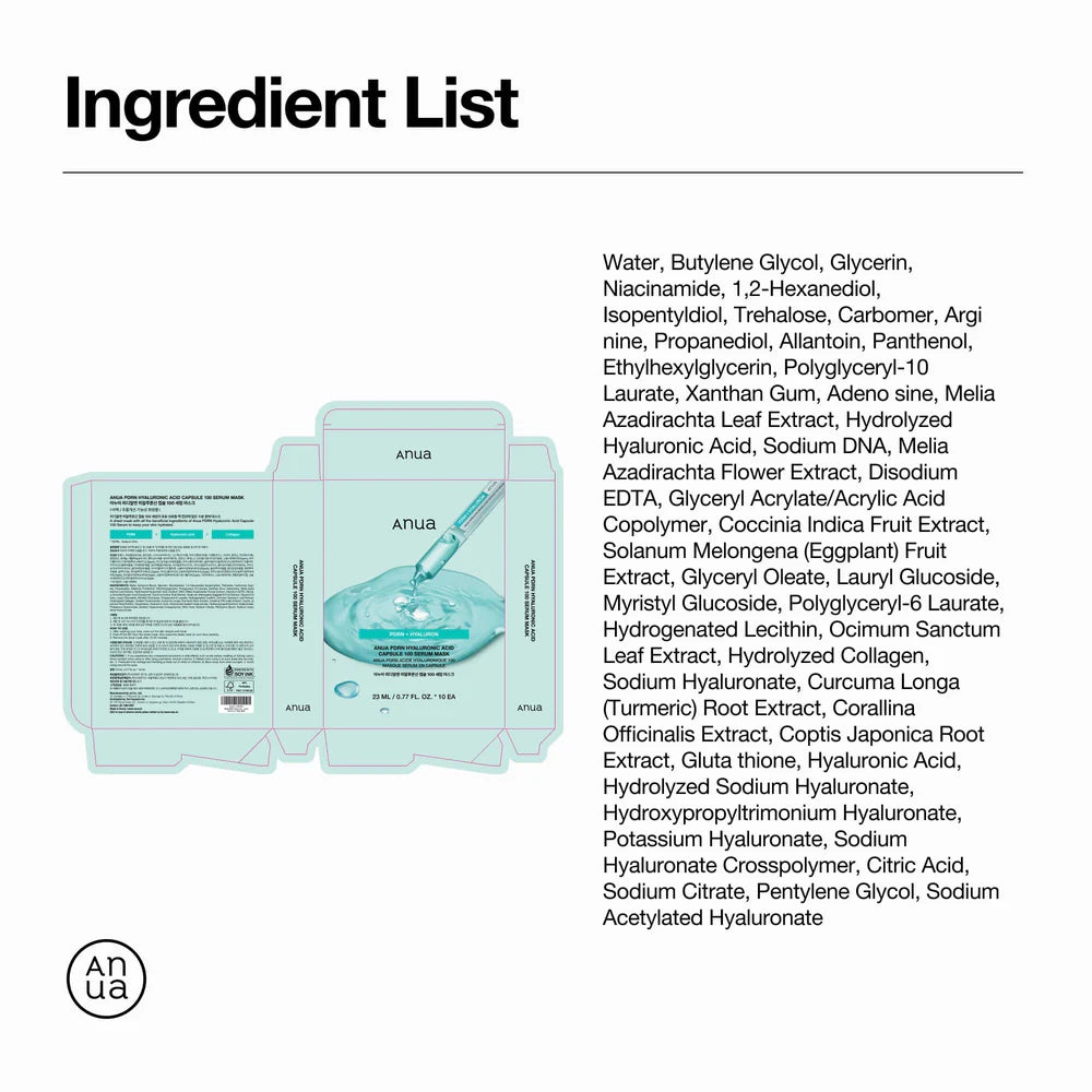 Anua - Masque Tissu Hydratant et Régénérant au PDRN & Acide Hyaluronique – 1 masque