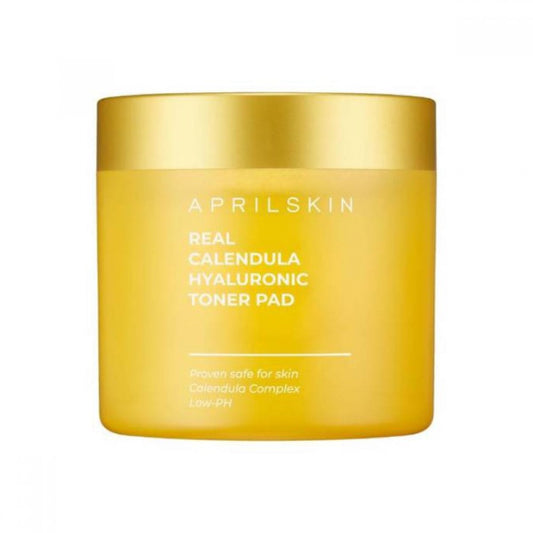 APRILSKIN, Real Calendula, Toner Pad, Tonique hydratant, Acide hyaluronique, Calendula, Apaisant, Soin de la peau, Peau douce, Équilibre de la peau, Hydratation, Pores resserrés, Soin quotidien, Toner, Peau revitalisée, Soin nourrissant