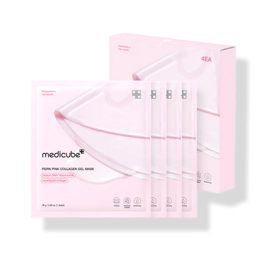 medicube - Masque Gel Éclat PDRN Collagène Rose - 4 masques