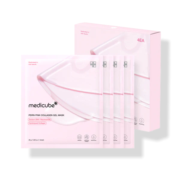 medicube - Masque Gel Éclat PDRN Collagène Rose - 4 masques