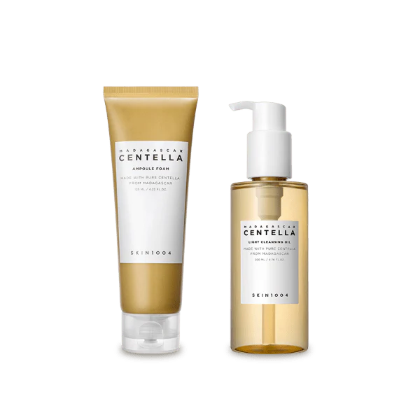 SKIN1004 - DUO DOUBLE NETTOYANT CENTELLA DE MADAGASCAR (huile nettoyante + mousse nettoyante centella)